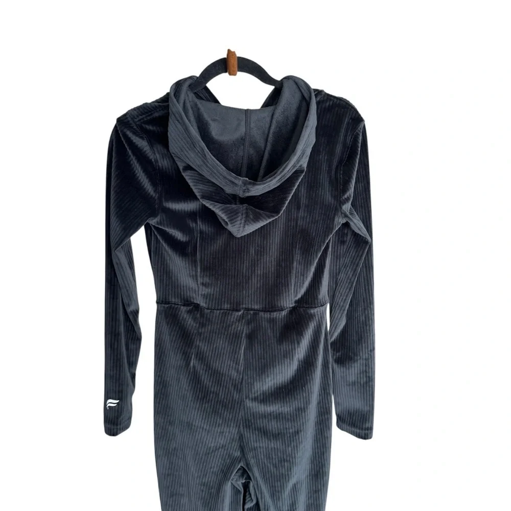 Fabletics - NWTPlush Rib Hooded Jumpsuit Zip Front Flare Leg Lounge Sz Xs